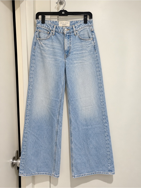 rag & bone Denim - rag & bone Washed Light Blue High-Rise Wide-Leg Jeans